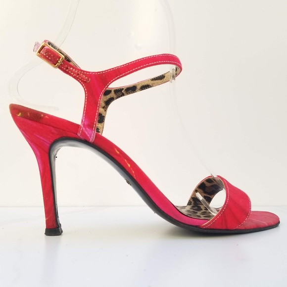 Dolce & Gabbana Heels Sandals Floral Red Open Toe - Picture 2 of 8